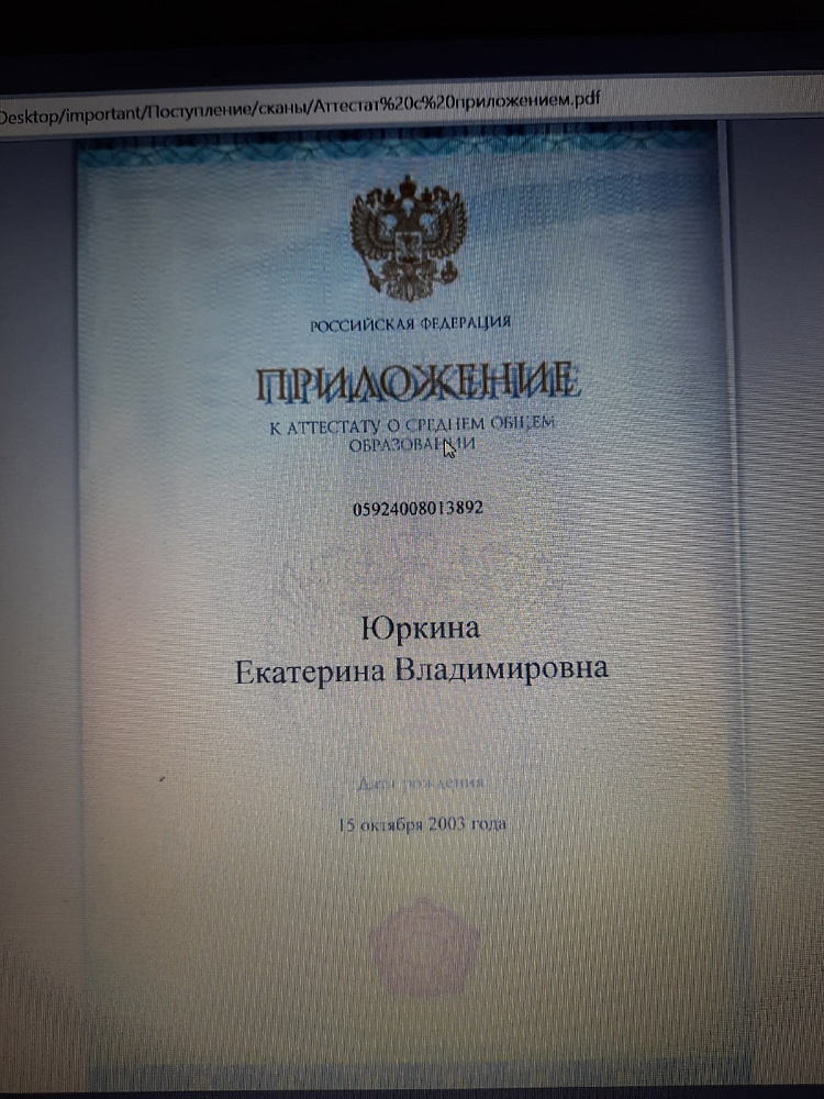 Документ репетитора Юркина Екатерина Владимировна под номером 2