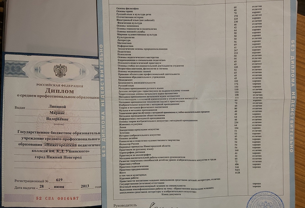 Документ репетитора Краснова Марина Валерьевна под номером 1
